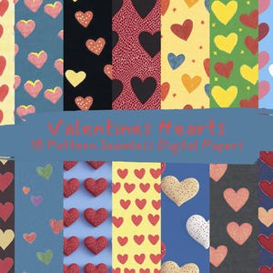 Valentines Hearts Pattern Seamless Digital Papers - printable scrapbook paper png instant download commercial use 300dpi