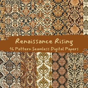 Renaissance Rising Pattern Seamless Digital Papers - printable scrapbook paper instant download, commercial use, 300dpi