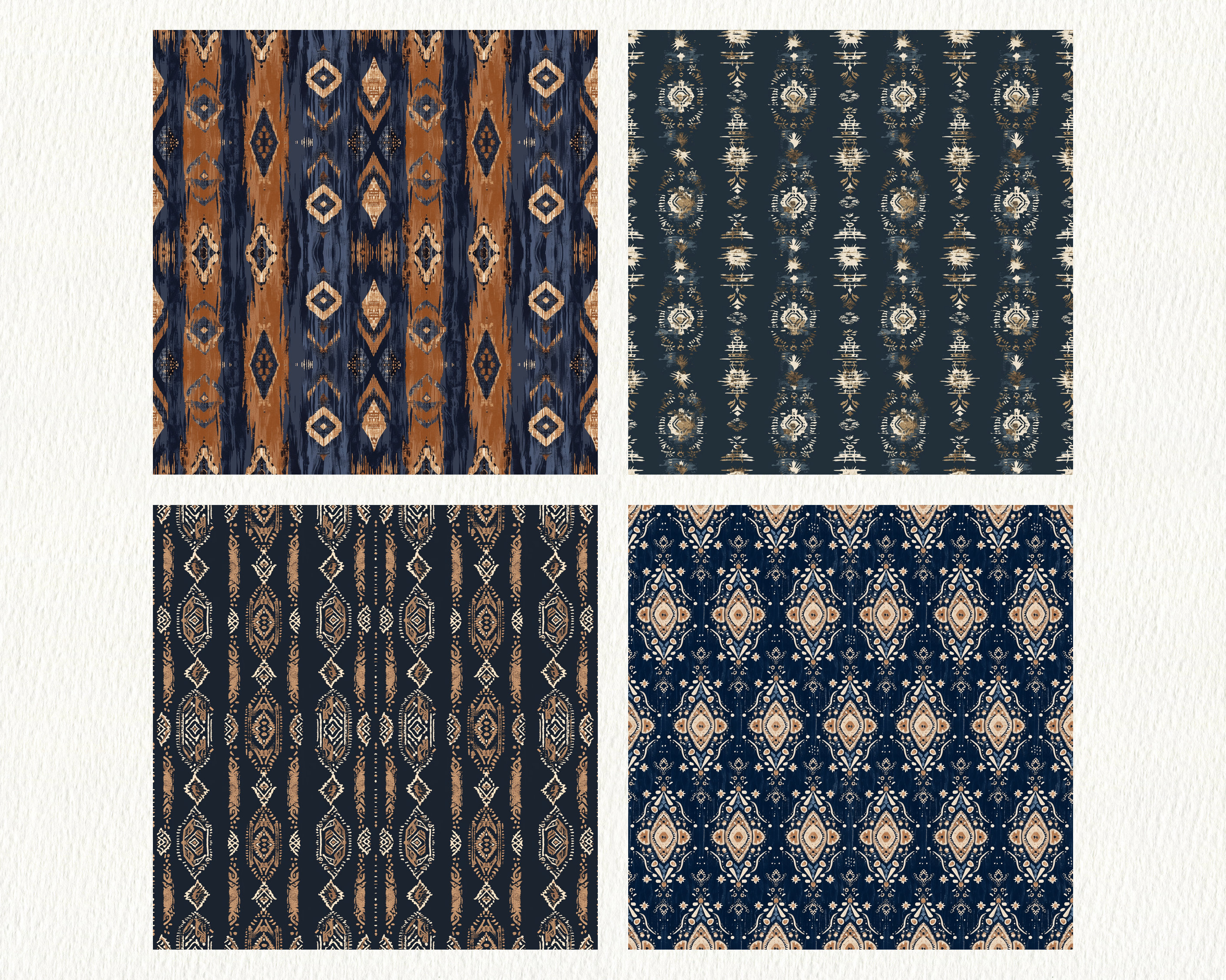 Boho Chic Naga Pattern Seamless Digital Papers - Printable Scrapbook ...
