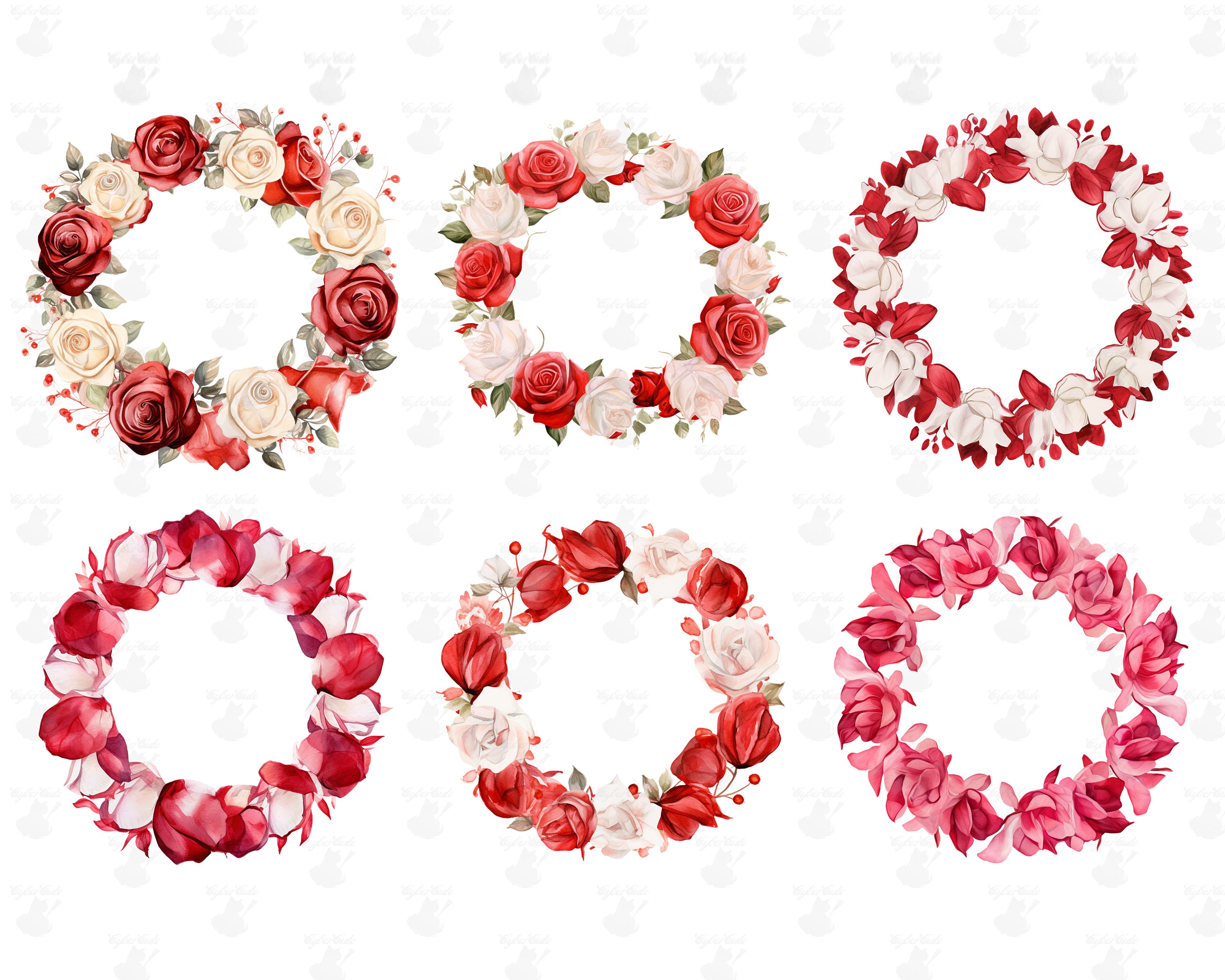 Rose Petals Frame Digital Printable Clip Art Graphics in PNG - Etsy
