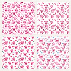Pink Senior Grad Pattern Seamless Digital Papers - Printable Scrapbook ...