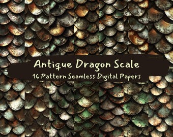 Antique Dragon Scale Pattern Seamless Digital Papers - printable scrapbook paper png instant download commercial use 300dpi
