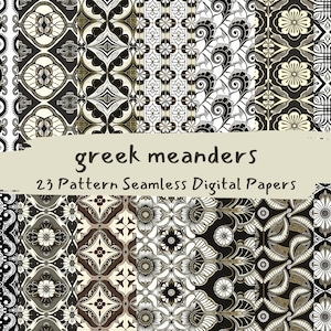 greek meanders Pattern Seamless Digital Papers - printable scrapbook paper instant download, commercial use, 300dpi
