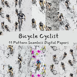 Bicycle Cyclist Pattern Seamless Digital Papers - printable scrapbook paper png instant download commercial use 300dpi