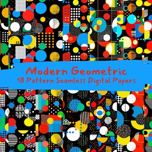 Modern Geometric Pattern Seamless Digital Papers - printable scrapbook paper instant download, commercial use, 300dpi