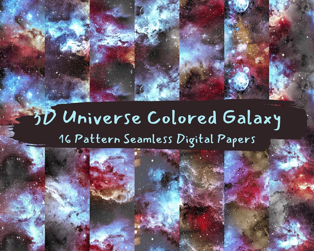 3D Universe Colored Galaxy Pattern Seamless Digital Papers - Printable ...