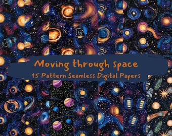 Moving through space Pattern Seamless Digital Papers - printable scrapbook paper png instant download commercial use 300dpi