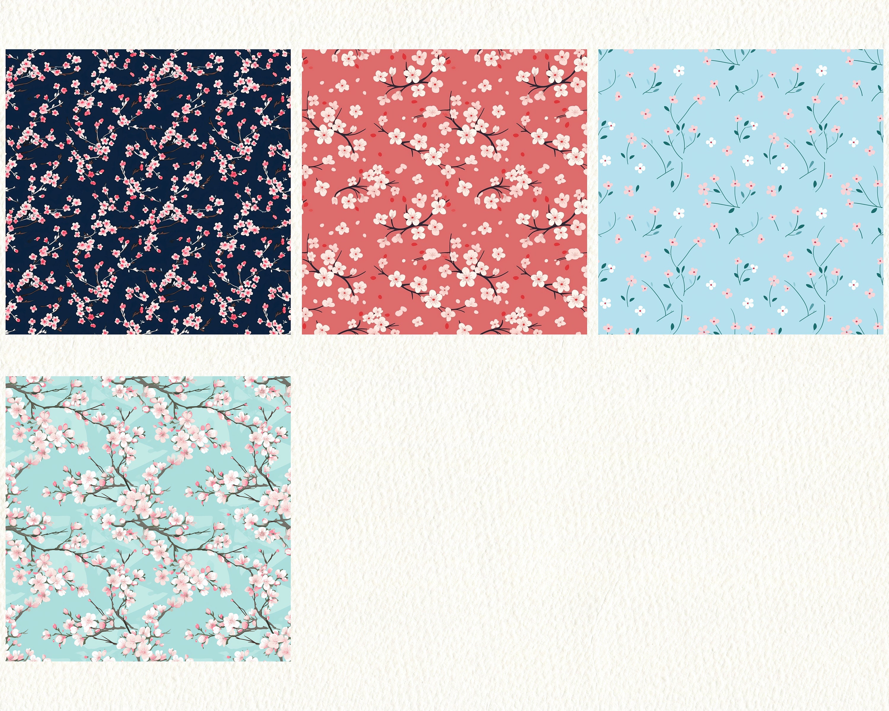 Cherry Blossom Pattern Seamless Digital Papers Tile Patterns Printable ...