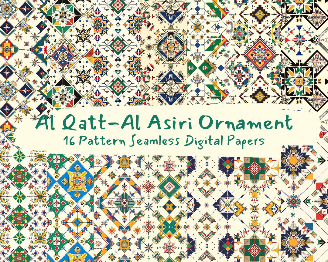Al Qatt-al Asiri Ornament Pattern Seamless Digital Papers - Printable ...