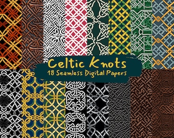 Celtic Knots Pattern Seamless Digital Papers - seamless tile patterns printable scrapbook paper instant download for commercial use, 300dpi