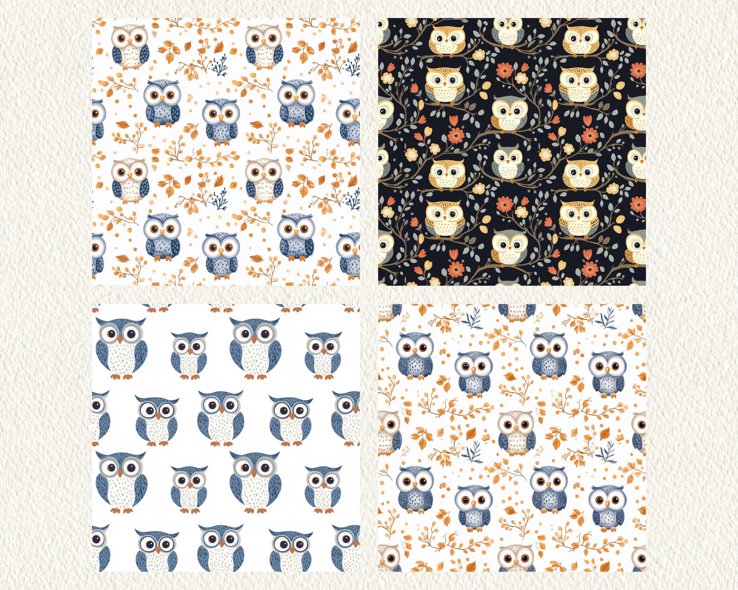 Cute Owls Pattern Seamless Digital Papers - Printable Scrapbook Paper ...