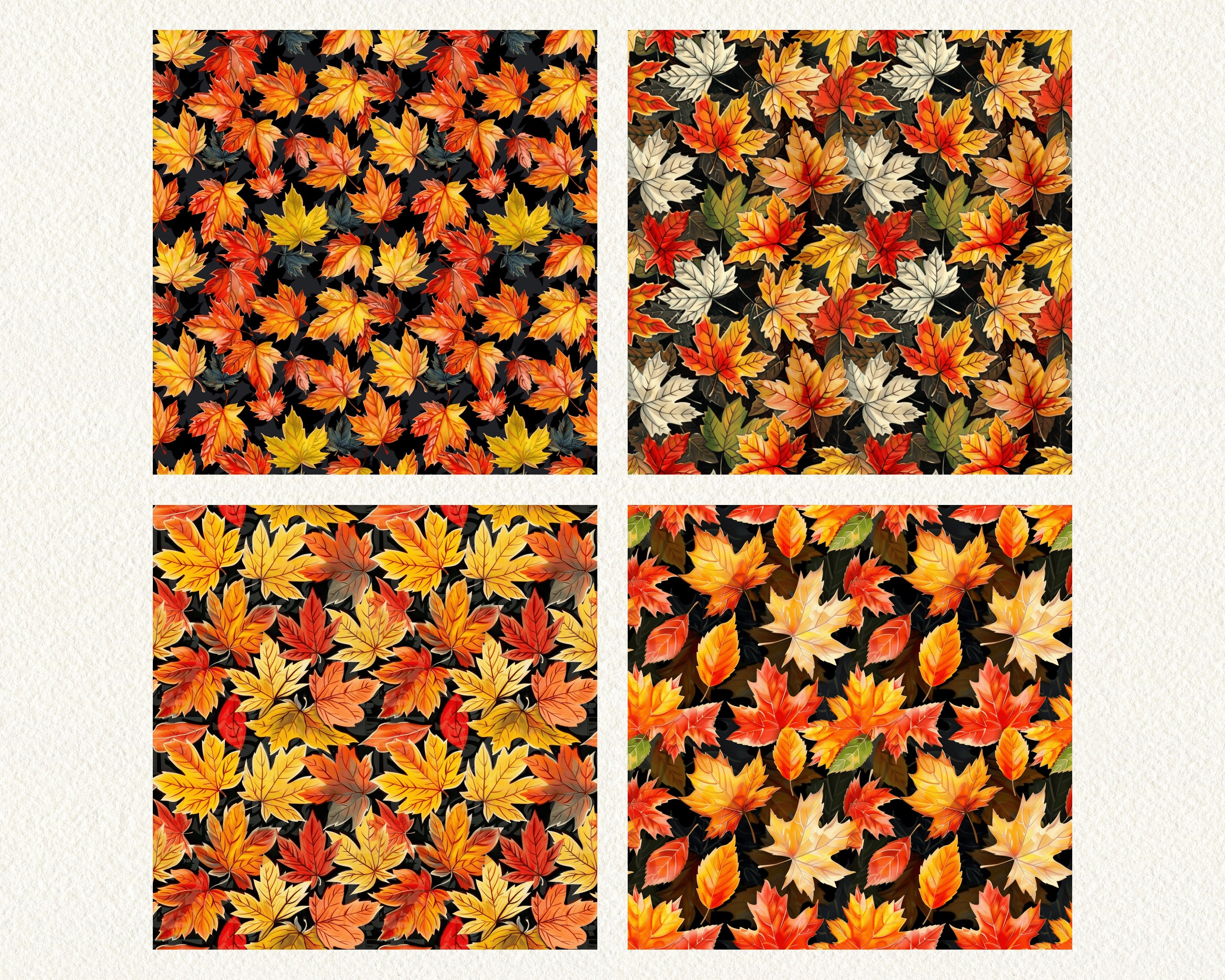 Fall Leaves Pattern Seamless Digital Papers - Printable Scrapbook Paper ...