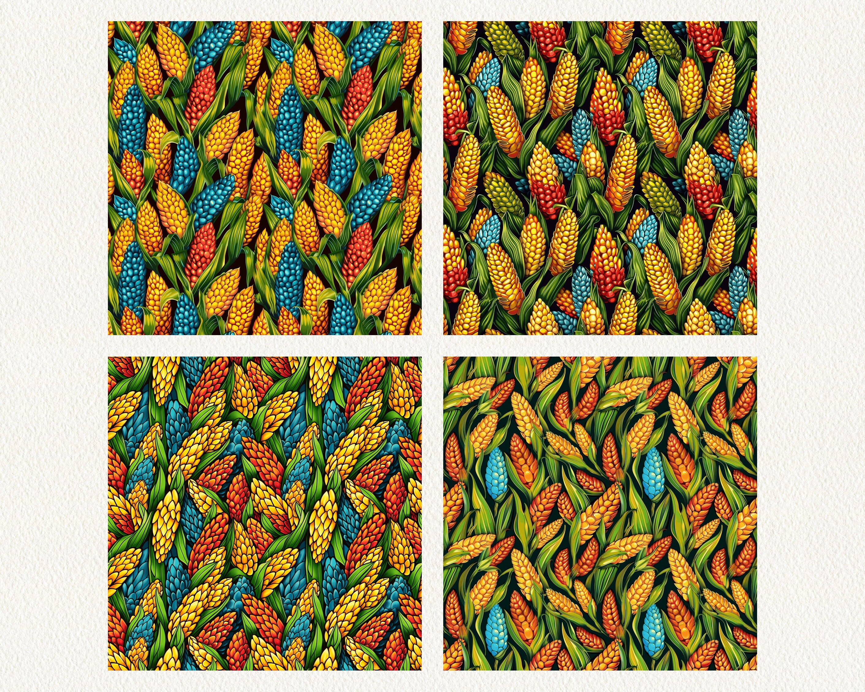 Colorful Corn Pattern Seamless Digital Papers - Printable Scrapbook ...