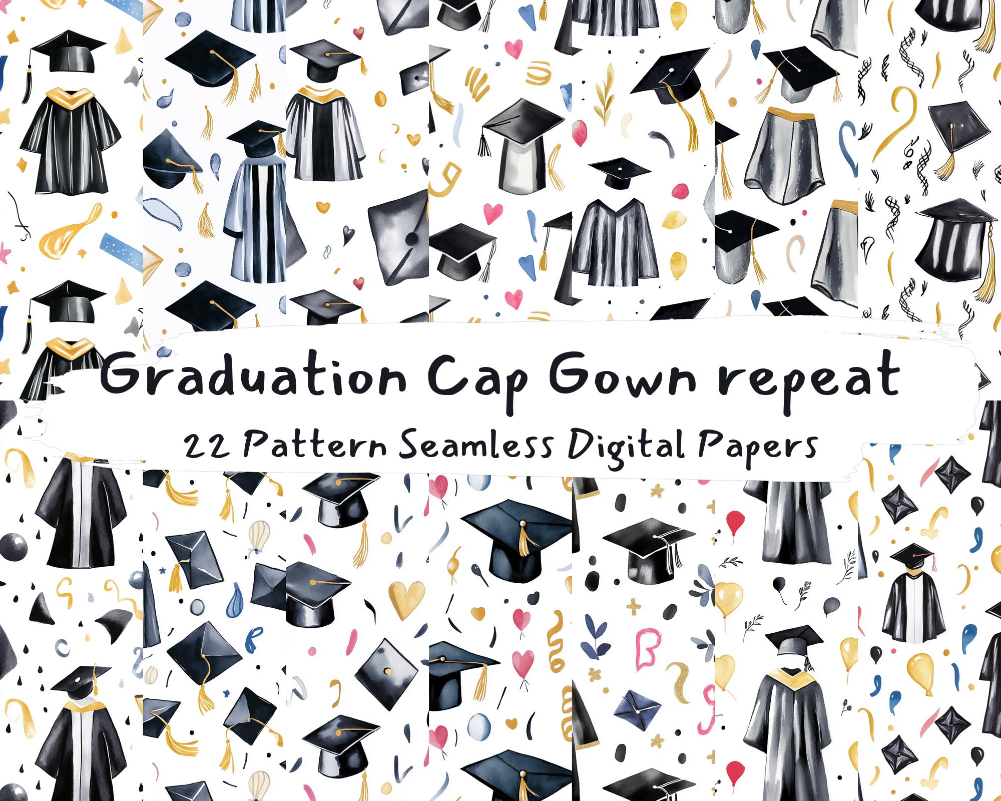 Printable Graduation Patterns Graduation Cap Gown Repeat Pattern Seamless Digital Papers - Printable ...