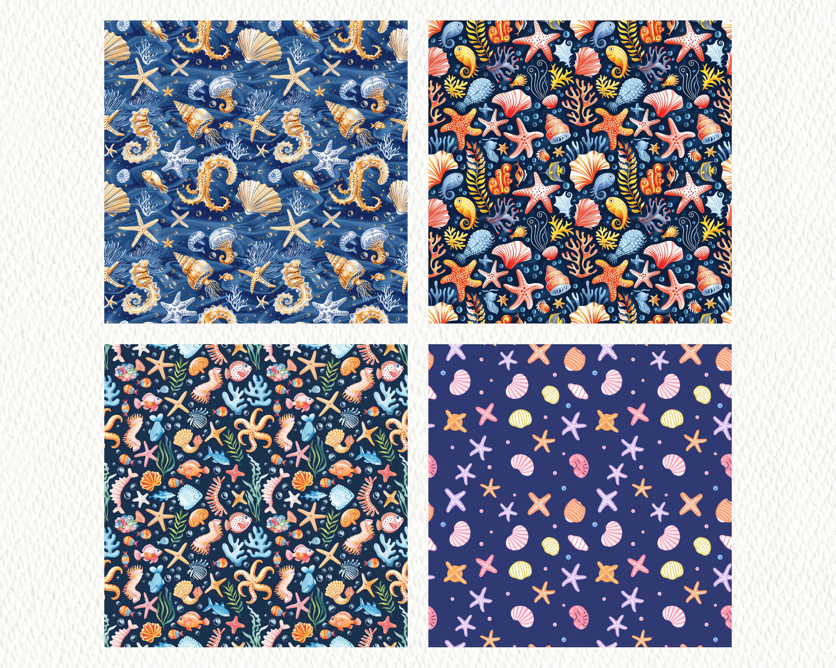 Treasures of the Ocean Pattern Seamless Digital Papers Printable ...