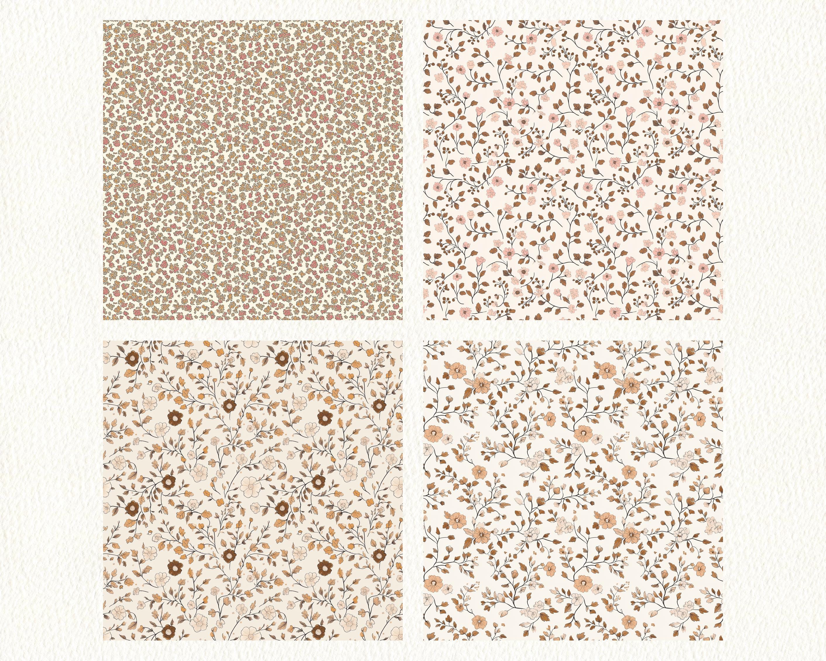Cottagecore Boho Pattern Seamless Digital Papers - Printable Scrapbook ...