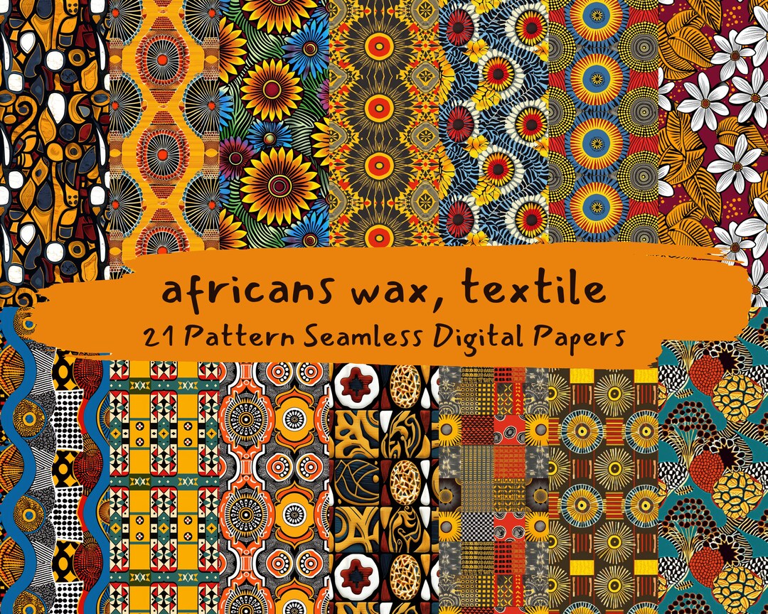 African Pattern Paper Africans Wax, Textile Pattern Seamless Digital Papers - Printable ...
