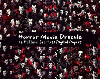 Horror Movie Dracula Pattern Seamless Digital Papers - printable scrapbook paper png instant download commercial use 300dpi