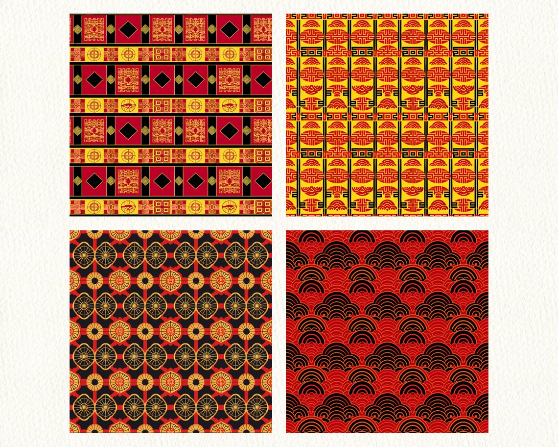 Asian Background Pattern Seamless Digital Papers - Printable Scrapbook ...