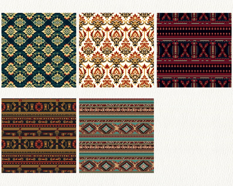 Thai Silk Weaving Pattern Seamless Digital Papers Tile Patterns ...