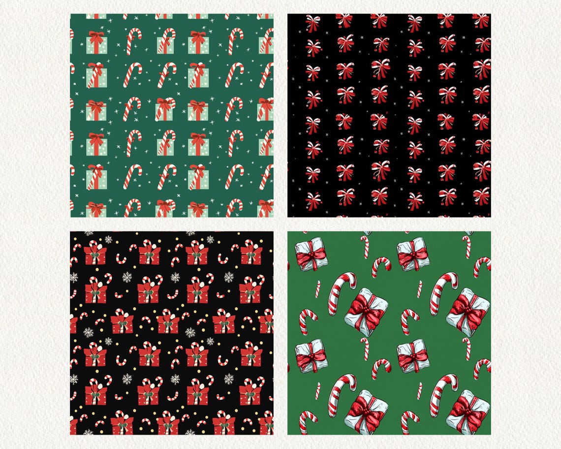 Christmas Gift Pattern Seamless Digital Papers - Printable Scrapbook ...
