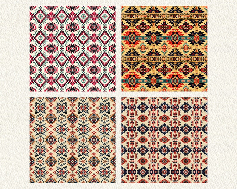 Palestinian Rugs Geometric Palestinian Rug Pattern Seamless Digital Papers - Printable ...