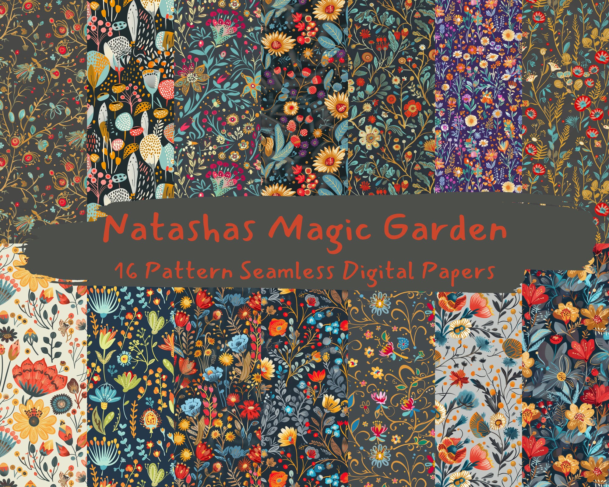 Natashas Magic Garden Pattern Seamless Digital Papers Printable ...