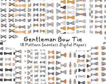 Gentleman Bow Tie Pattern Seamless Digital Papers - printable scrapbook paper png instant download commercial use 300dpi