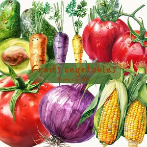Fruits vegetables printable clipart, png format, transparent background, instant download, commercial use, 300dpi, journal book, scrapbook