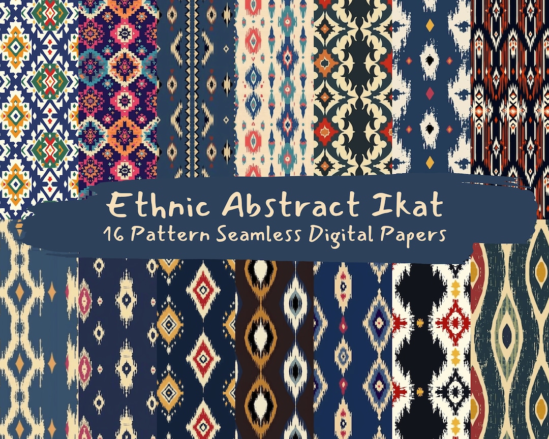 Ethnic Abstract Ikat Pattern Seamless Digital Papers - Printable ...