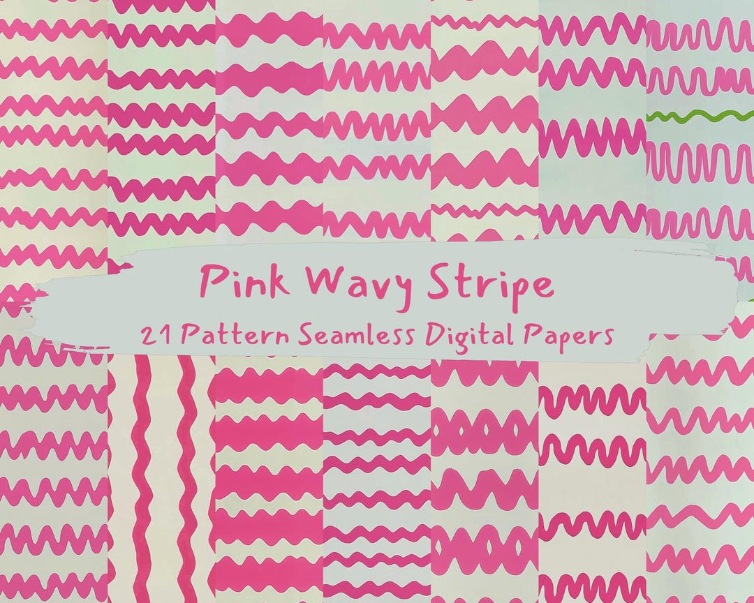 Pink Wavy Stripe Pattern Seamless Digital Papers - Printable Scrapbook ...
