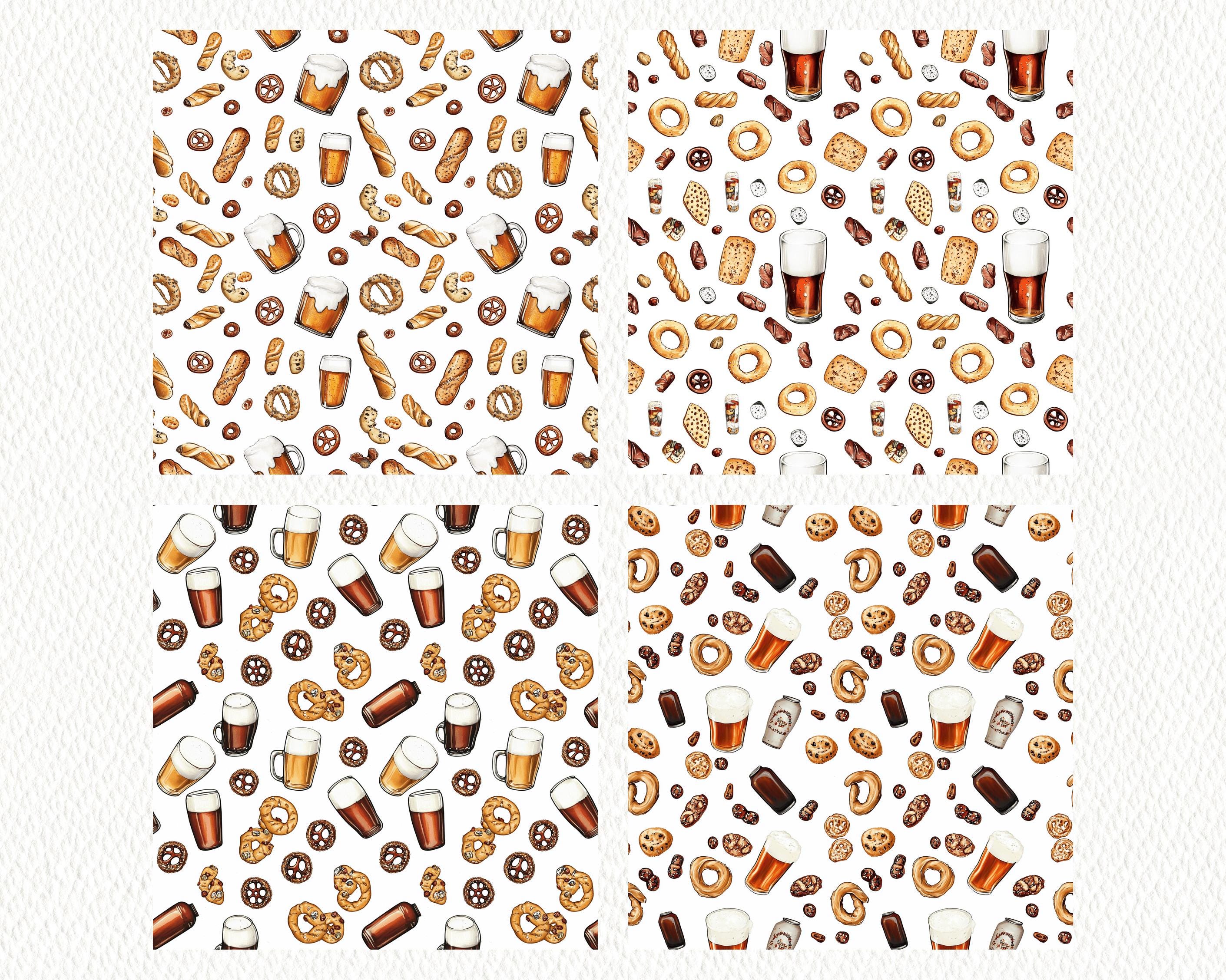 Game Night Snacks Pattern Seamless Digital Papers - Printable Scrapbook ...