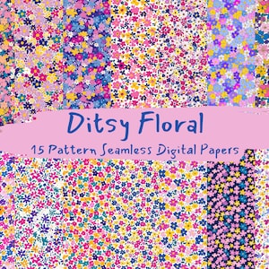 Ditsy Floral Pattern Seamless Digital Papers - download immediato di carta scrapbook stampabile per uso commerciale, 300dpi