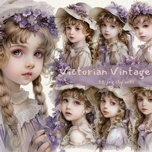 Victorian Vintage Girl printable clipart, png format, transparent background, instant download, commercial use, 300dpi