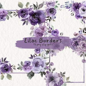 Lilac Borders printable clipart, png format, transparent background, instant download, commercial use, 300dpi