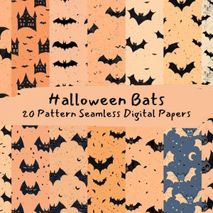 Halloween Bats Pattern Seamless Digital Papers - printable scrapbook paper png instant download commercial use 300dpi