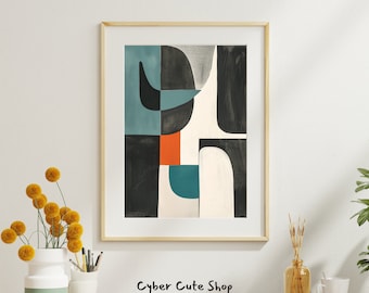 Modern Abstract Geometric Wall Art, Vibrant Digital Print, Instant Download, Unique Home Decor, Bold Colors, Contemporary Design