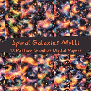Spiral Galaxies Multi Pattern Seamless Digital Papers - carta per scrapbooking stampabile png download immediato uso commerciale 300 dpi