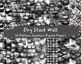 Dry Stack Wall Pattern Seamless Digital Papers - printable scrapbook paper png instant download commercial use 300dpi