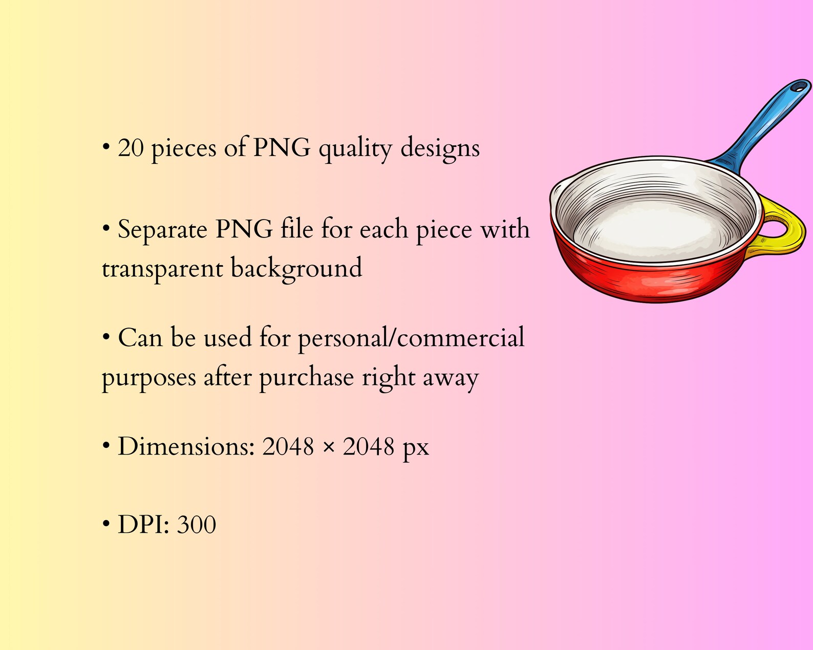 Doodle Cookware, Digital Printable Clip Art Graphics in PNG Format ...
