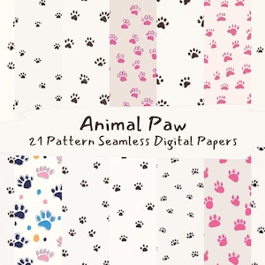 Animal Paw Pattern Seamless Digital Papers - printable scrapbook paper png instant download commercial use 300dpi