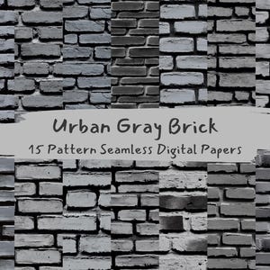 Urban Gray Brick Pattern Seamless Digital Papers - printable scrapbook paper png instant download commercial use 300dpi
