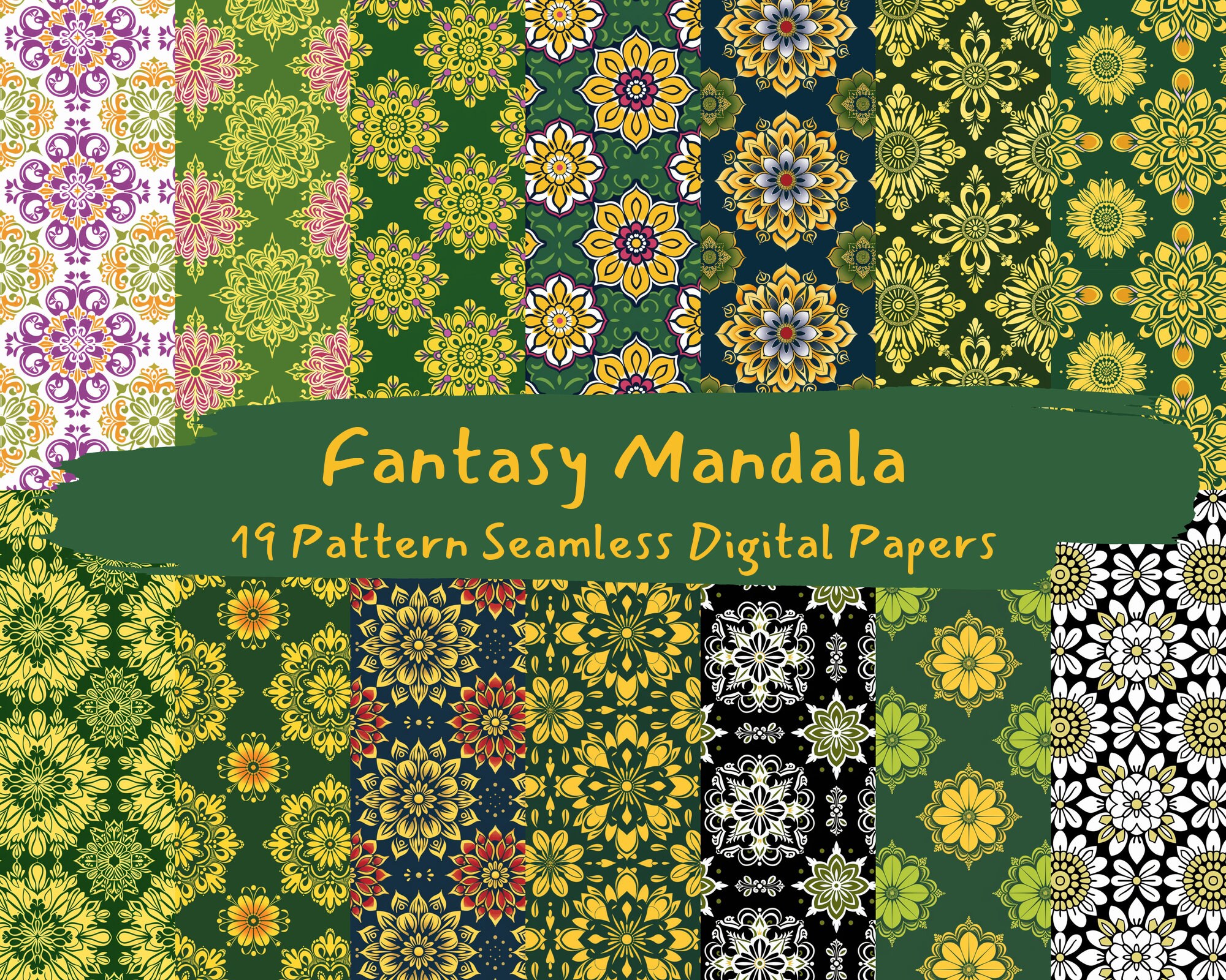 Fantasy Mandala Pattern Seamless Digital Papers - Printable Scrapbook ...