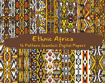 Ethnic Africa Pattern Seamless Digital Papers - printable scrapbook paper instant download, commercial use, 300dpi