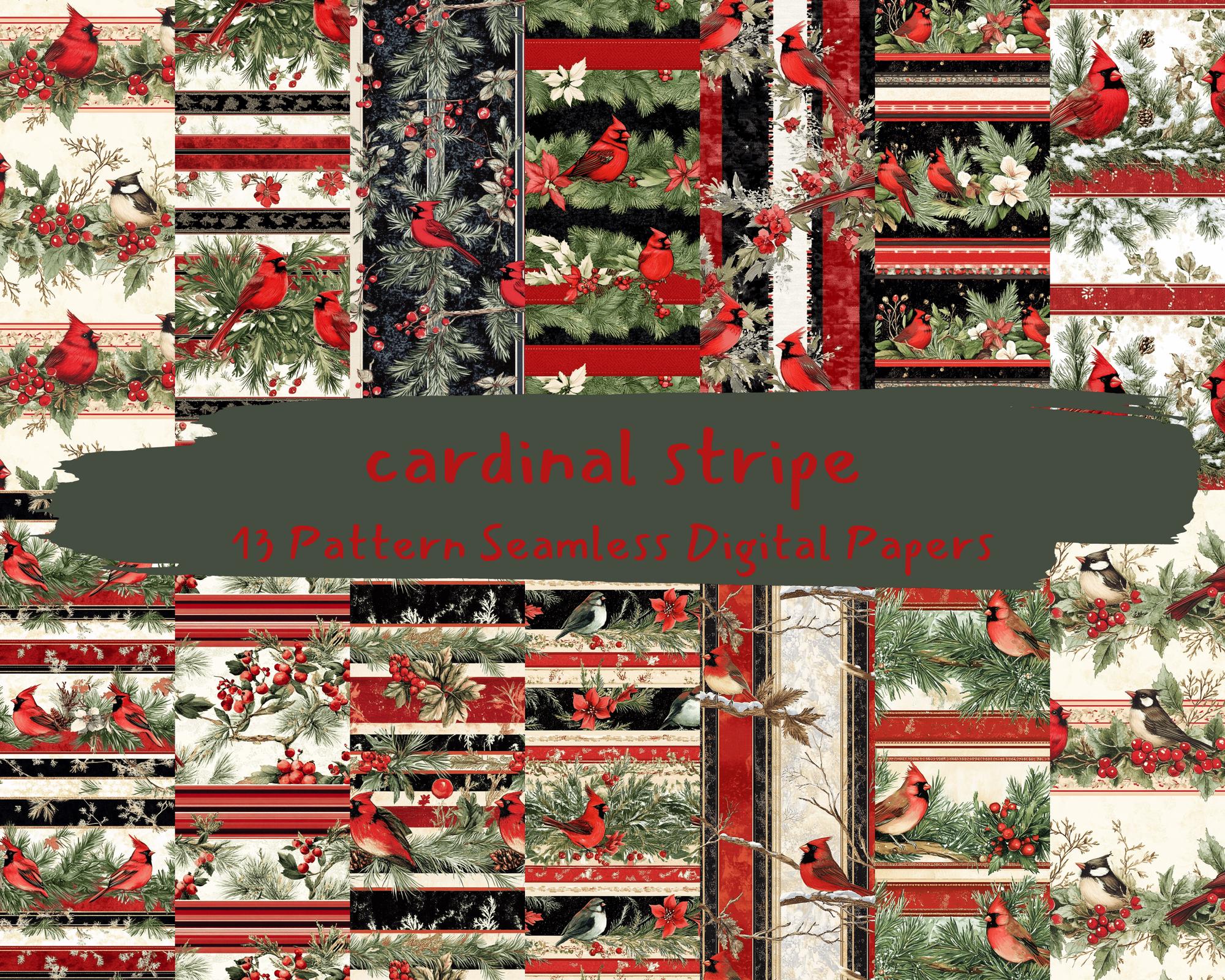 Cardinal Stripe Pattern Seamless Digital Papers - Printable Scrapbook ...