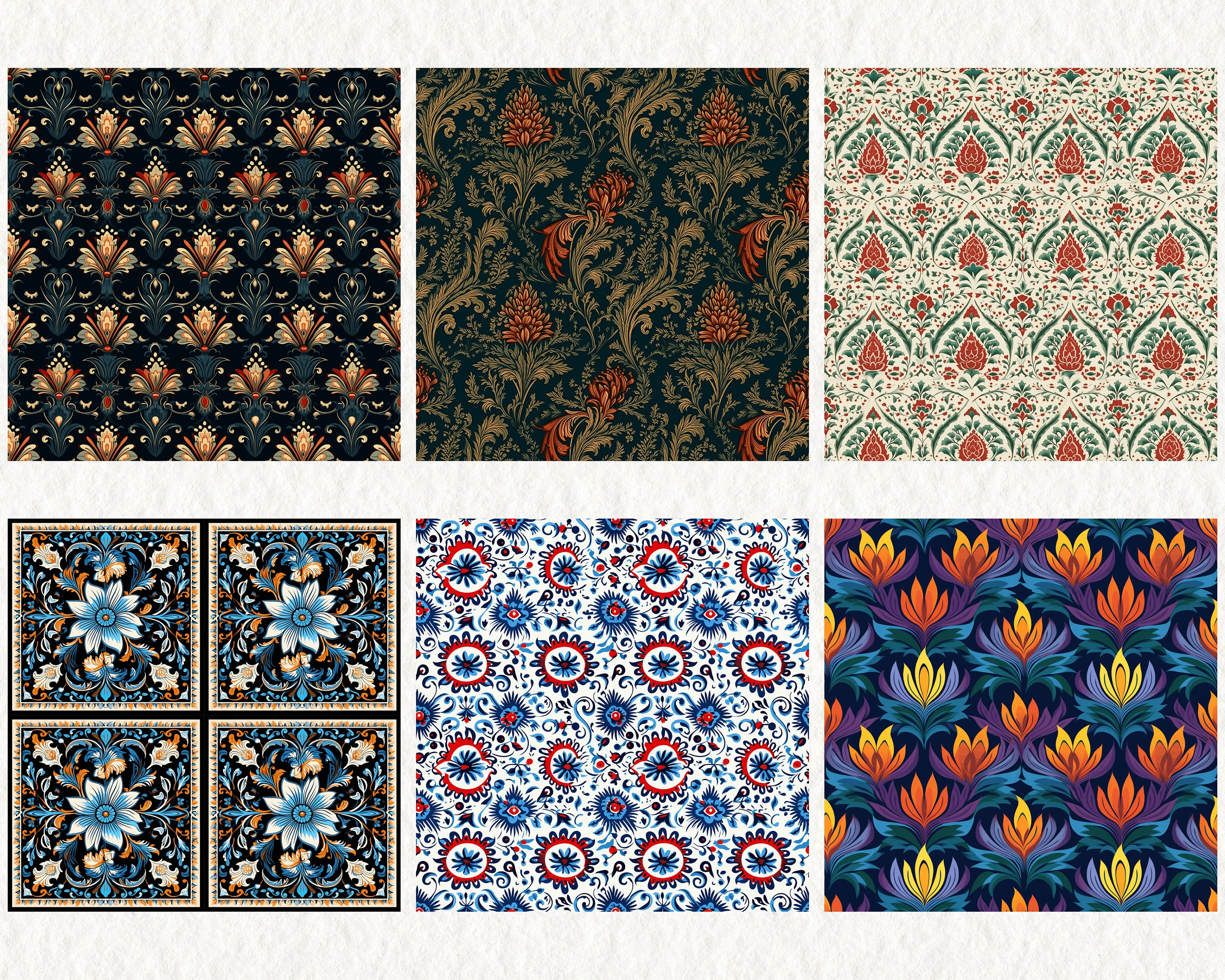 Suzani Pattern Seamless Digital Papers - Tile Patterns Printable Paper ...