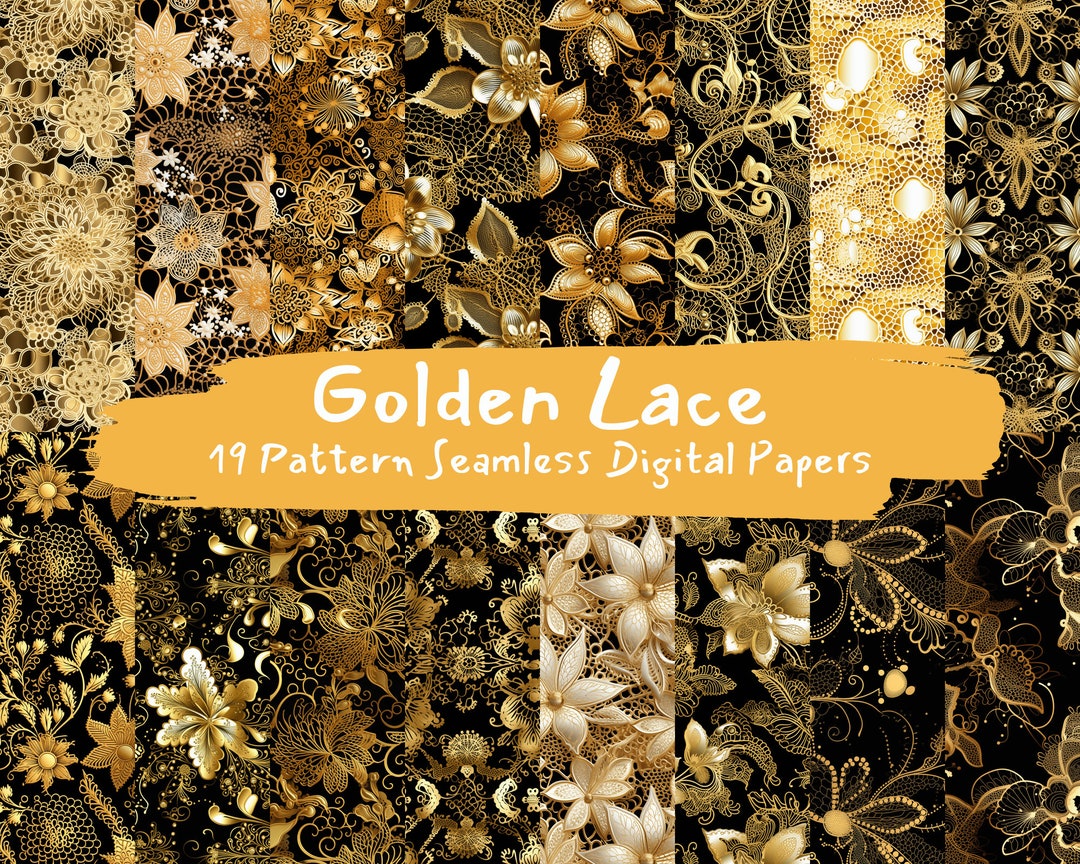 Golden Lace Pattern Seamless Digital Papers - Tile Patterns Printable ...