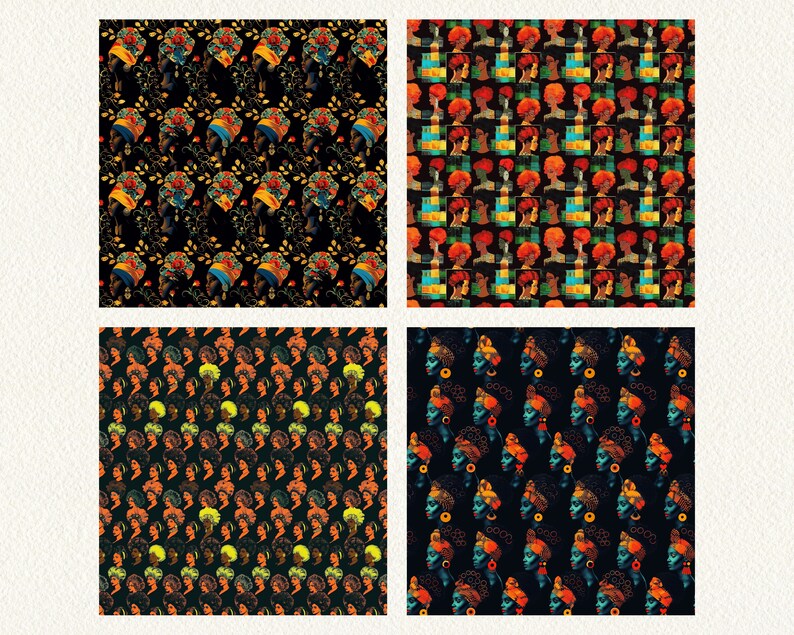 Afrochic BHM Pattern Seamless Digital Papers - Printable Scrapbook ...