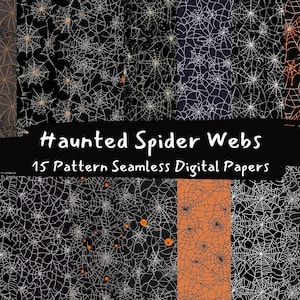 Haunted Spider Webs Pattern Seamless Digital Papers - printable scrapbook paper png instant download commercial use 300dpi