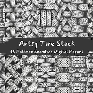 Artsy Tire Stack Pattern Seamless Digital Papers - Printable Scrapbook ...